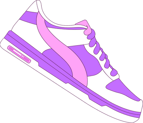 Purple and Pink Sneaker in Flat Design on Transparent Background