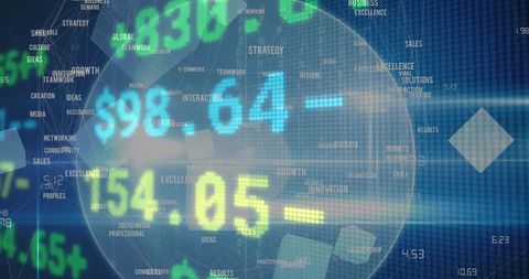 Digital Interface with Financial Data and Business Terms - Download Free Stock Images Pikwizard.com