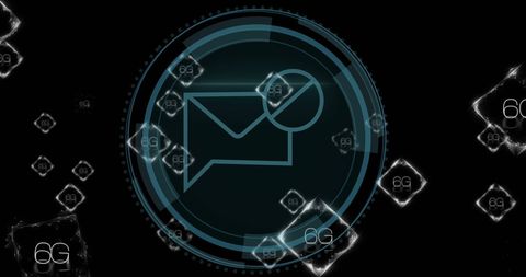 Digital email icon with 6g technology background