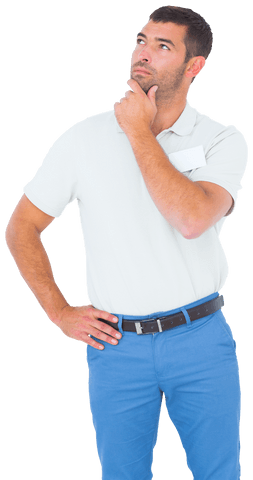 Transparent Caucasian Man Thinking Pose Chin Hand Upward Looking - Download Free Stock Videos Pikwizard.com