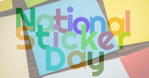 Colorful National Sticker Day with Multi-Colored Text and Memo Notes - Download Free Stock Images Pikwizard.com