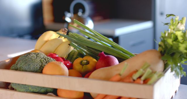 Assortment of Fresh Fruits and Vegetables on Kitchen Counter - Download Free Stock Images Pikwizard.com