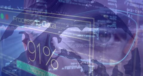 Data Processing Technology Animation Overlay on Eye With Digital Interface