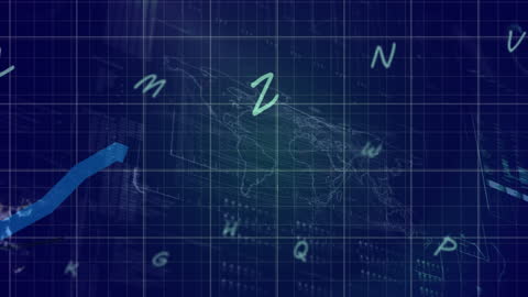 Digital Data Visualization on Blue Grid Background