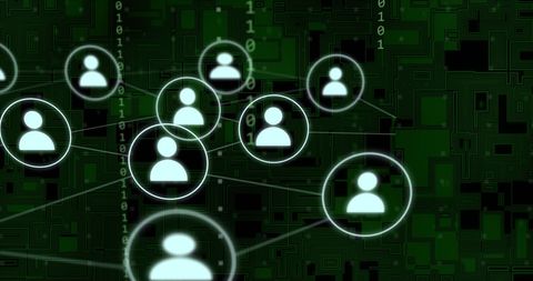 Digital Network of Connected User Icons with Binary Code - Download Free Stock Images Pikwizard.com
