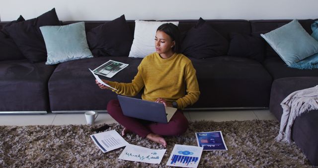 Woman Working from Home on Financial Reports - Download Free Stock Images Pikwizard.com