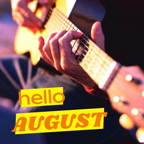 guitarist welcomes august with melodic notes at sunset - Download Free Stock Templates Pikwizard.com