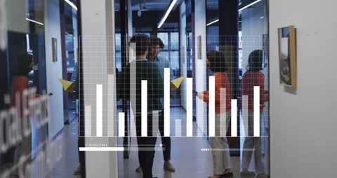 Business Team Analyzing Financial Data Metrics in Modern Office