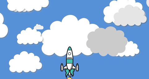 Rocket Taking Off Amid Clouds on Blue Sky Background - Download Free Stock Images Pikwizard.com