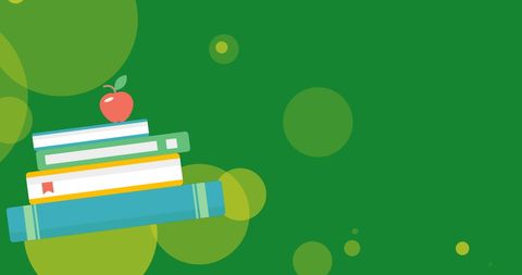 Stack of Books with Apple on Green Background for Literacy - Download Free Stock Images Pikwizard.com