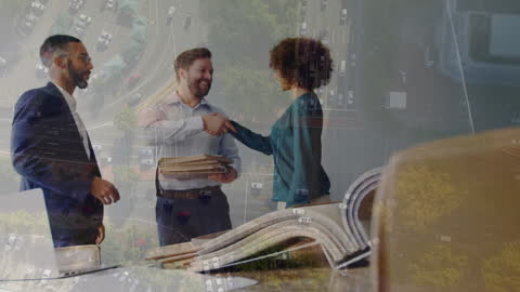 Animated Puzzle with Multiracial Business Team Collaboration