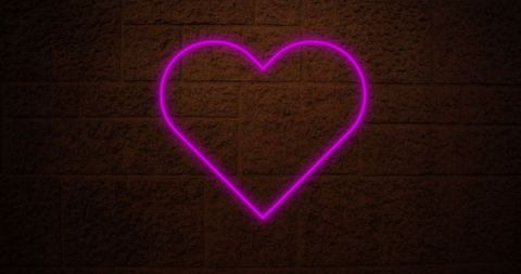 Glowing Pink Neon Heart on Dark Brick Wall - Download Free Stock Images Pikwizard.com