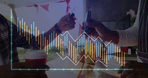 Contactless payment transaction at outdoor coffee stand