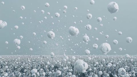 Captivating white spheres floating overtranquil field impression