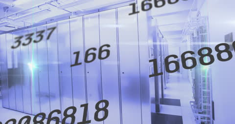Data Center With Digit Overlay Reflecting Information Flow