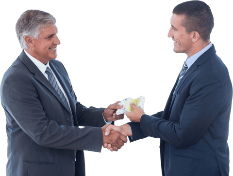 Two Businessmen Shaking Hands with Transparent Background