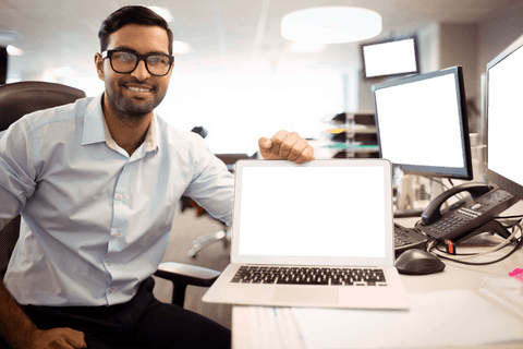 transparent display mockup laptop office young professional - Download Free Stock Videos Pikwizard.com