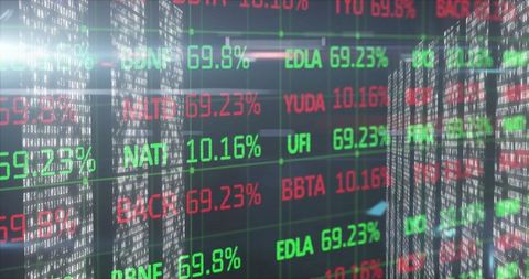 Stock ticker with led display board showing changing rates