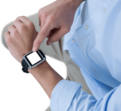 Transparent View Man Points Smartwatch Facing Camera Blank Screen - Download Free Stock Videos Pikwizard.com