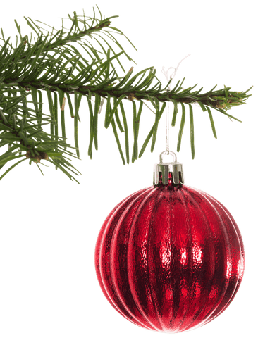 Shimmering Red Christmas Ornament with Transparent Background