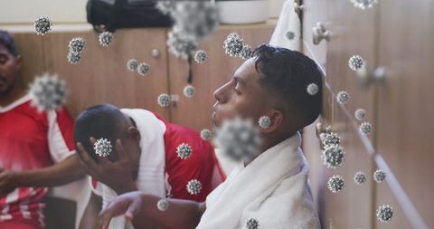 Football Players Faced with Coronavirus Threat in Locker Room