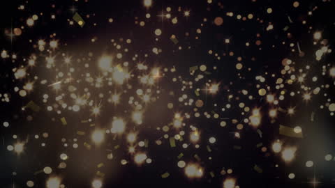 Floating Balloons and Glitter Particles on Dark Background