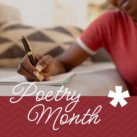 national poetry month celebration with african american poet writing - Download Free Stock Templates Pikwizard.com