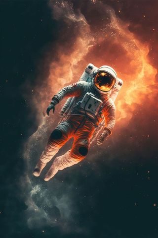 Astronaut Floating in Space with Cosmic Dust and Stars Illustration