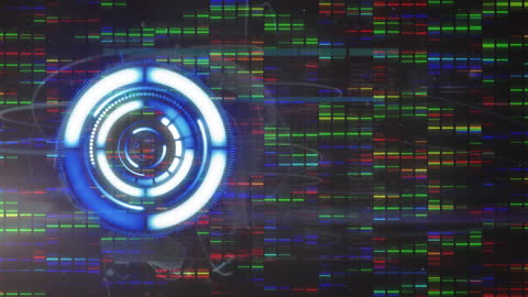 Futuristic Digital Clock Interface with Data Streams