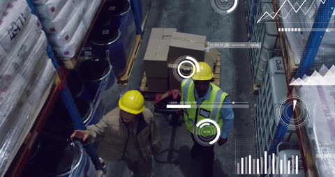 Warehouse Workers Utilizing Advanced Technology in Logistics