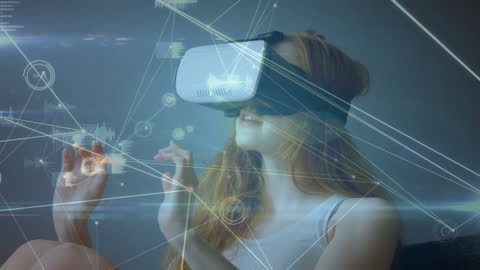 Woman Experiencing Advanced Virtual Reality Technology