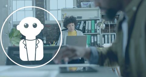 Diverse Professionals Engaging in Modern Open Office