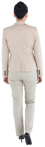 Transparent Back View of Asian Businesswoman in Professionally Attire