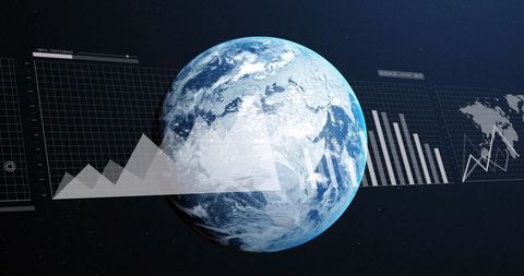 Spinning Earth with Data Analytics in Digital Space - Download Free Stock Images Pikwizard.com