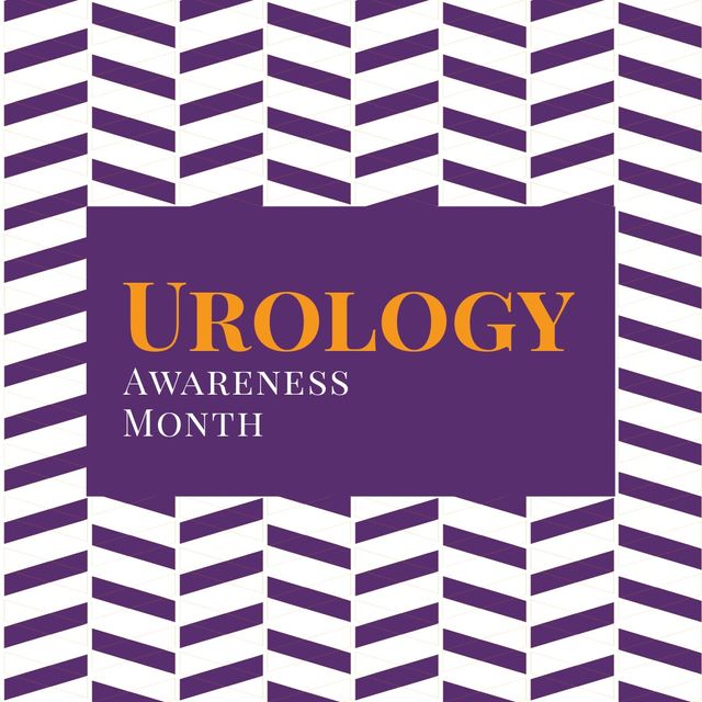 Illustration featuring 'Urology Awareness Month' text with bold purple stripes on a white background, making it ideal for healthcare campaigns, educational materials for urology awareness, social media posts, medical event promotions, and awareness month initiatives.