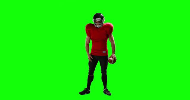American Football Player Wearing Full Gear Holding Ball on Green Screen Background - Download Free Stock Images Pikwizard.com