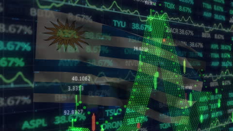 Uruguay Flag and Stock Market Data with Growth Visualization