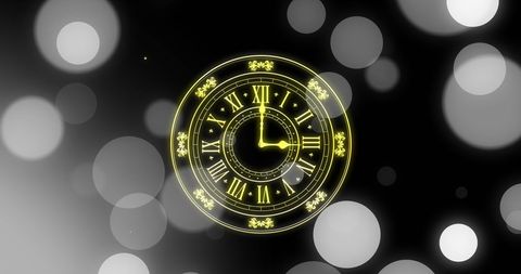 Midnight Clock with Glowing Bokeh Lights: New Year Celebration - Download Free Stock Images Pikwizard.com