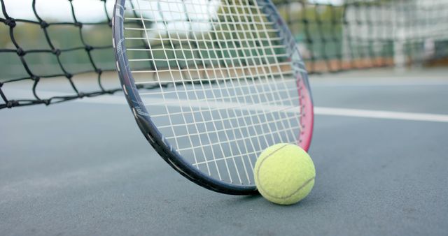 Tennis Racket and Ball on Court - Download Free Stock Images Pikwizard.com