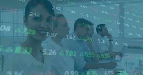 financial analysts with data overlay in modern office - Download Free Stock Images Pikwizard.com