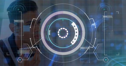 Futuristic Interface with High-Tech Heads-Up Display and Developer