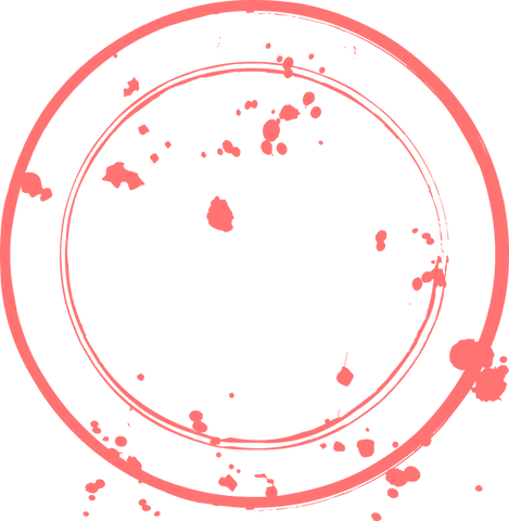Abstract double paint ring transparent background with artistic splatters