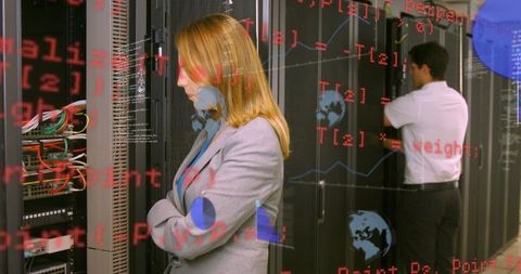 Global Data Processing Team in Modern Server Room