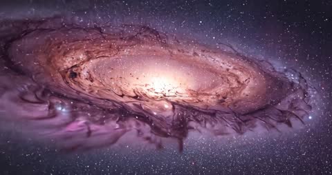 Rotating Spiral Galaxy Unveiling Mystic Magenta Nebula Core