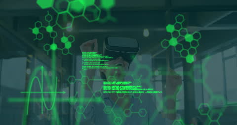 Futuristic Technology: Woman Engaged in Virtual Reality Analysis