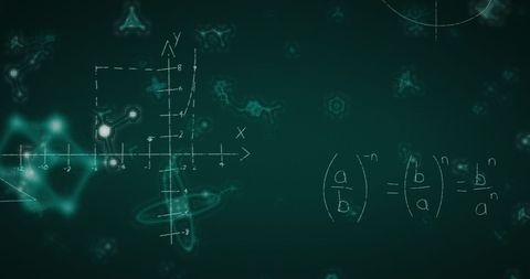 Mathematical and Scientific Formulas on Digital Green Background