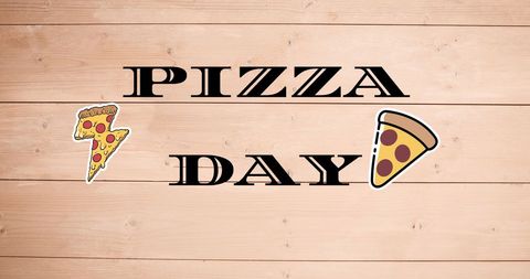 National Pizza Day Celebration Text on Wooden Background - Download Free Stock Images Pikwizard.com