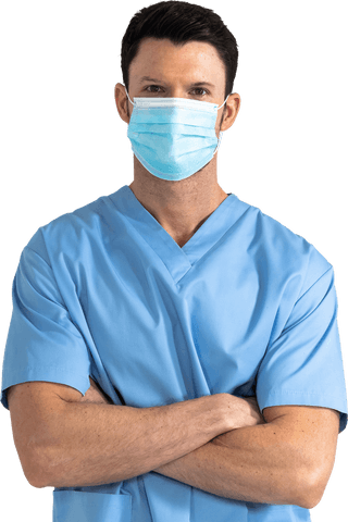 transparent doctor standing in scrubs with protective mask - Download Free Stock Videos Pikwizard.com