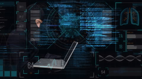 Hacker Engaging in Cyberattack with Futuristic Interface