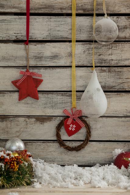 Christmas decoration with hanging glass lamp during christmas time